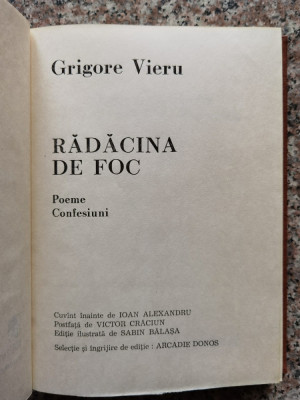 Radacina De Foc (cartonata) - Grigore Vieru , A493 foto