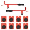 Role pentru mobilă, 8 buc., cu dispozitive de ridicare, roșii, 9,8x7,5x3 cm, 150 kg