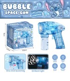 Pistol Transparent Baloane Sapun Stitch, Jucarie Copii Peste 3 Ani, Plastic, Lichid Sapun, Alimentare 4xAA, Dim: 15x15x7cm