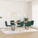 Scaune de bucătărie, 6 buc., verde &icirc;nchis, material textil