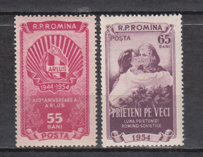 ROMANIA 1954 LP 377 LUNA PRIETENIEI ROMANO-SOVIETICE SERIE MNH