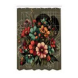 Perdea de duș cu imprimeu digital floral, rezistentă la apă &ndash; maro argilă 175x200cm