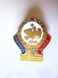 Rara! Insigna Partidul Romania Mare 15 ani,dim:30 x 27 mm, Romania 1900 - 1950