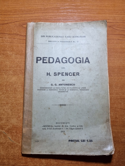 pedagogia lui h. spencer - din anul 1915