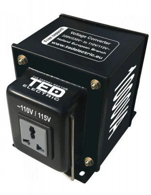Transformator de tensiune, Convertor de la 220V la 110V, Nereversibil 1000VA 1000W, TED Electric foto