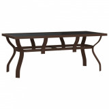 Cumpara ieftin Masa de gradina, maro si negru, 180x80x70 cm, otel si sticla