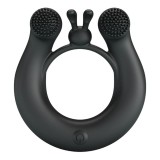 Cumpara ieftin Inel vibrator pentru penis PRETTY LOVE DAHLIA, din silicon moale, cu 12 funcții de vibrație, culoare negru