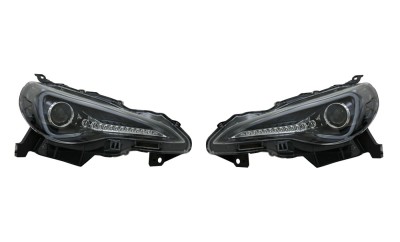 Set faruri tuning SUBARU BRZ, 06.2012-12.2020; TOYOTA GT-86, 06.2012-06.2021, dynamic indicator; H1; negru, transparent; TUNING; halogen, foto