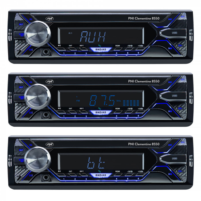 Radio MP3 player auto PNI Clementine 8550BT, fata detasabila, 4x45w, 12V, 1 DIN, cu SD, USB, AUX, RCA