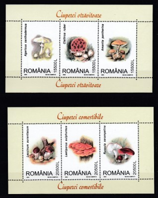 ROMANIA 2003 LP 1616 a CIUPERCI COMESTIBILE SI CIUPERCI OTRAVITOARE 2 TRIPTICURI MNH foto