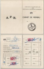 Romania, Carnet de membru A.F.R., Bucuresti, 1988