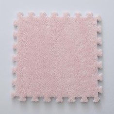 Set 10 Piese Covor tip Puzzle, Spuma EVA, Pufos, 30 x 30 x 1 cm, Roz pudra