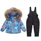 Set Fas copii Geaca si Salopeta, Albastru/Negru