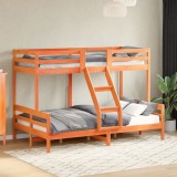 VidaXL Pat supraetajat 90x200/120x200 cm maro ceruit lemn masiv de pin