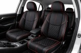 Set Huse Auto universale luxoase din piele ecologica, negru-rosu, integral din piele ecologica, pentru scaune fata si spate