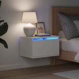 vidaXL Noptieră Montată pe Perete cu LED Alb 50x36x30 cm - Spațiu Maxim, Design Modern, Lemn Durabil