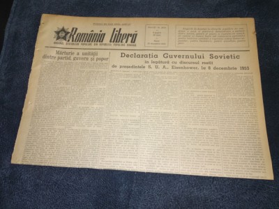 ZIARUL ROMANIA LIBERA 22 DECEMBRIE 1953 DISCURS EISENHOWER foto