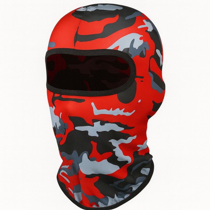 Cagula Camuflaj FIXATO, Unisex, Protectie UV, Material elastic, respirabil, Marime universala, Fire Red