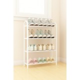 Metal aluminum shoe rack, 4 shelves, White, shoe organizer, durable, modern,