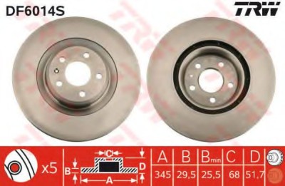 Disc frana AUDI A4 (8K2, B8) (2007 - 2015) TRW DF6014S foto
