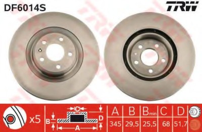 Disc frana AUDI Q5 (8R) (2008 - 2016) TRW DF6014S foto