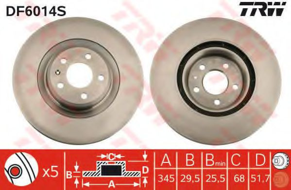 Disc frana AUDI A4 (8K2, B8) (2007 - 2015) TRW DF6014S