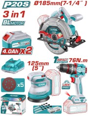 TOTAL - KIT COMBO 20V -4.0Ah - FIERASTRAU CIRCULAR, SLEFUITOR , MASINA DE GAURIT CU IMPACT (INCLUDE PowerTool TopQuality