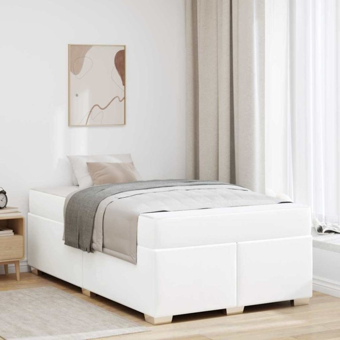 Cadru de pat Alb 120 x 190 cm Piele artificială