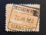 Rom&acirc;nia Regat - Regele Ferdinand I - Timbru 2 Lei Oranj cu Ștampilă Istorică "SECURENI HOTIN - MANDATE" (28 JUL 1920) RO2