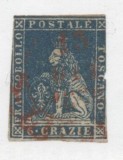 Italy Tuscany 1857 Lion 6 Crazie, Sass.15, Mi.15, Wz 2, used AM.145, Stampilat