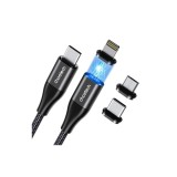 Cablu incarcator date USB-C - USB-C 1.2m PD3.0 60W 20V 3A varfuri magnetice Choetech XCC1034