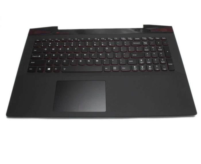 Tastatura Lenovo Neagra AP14R000A00 cu Palmrest negru iluminata backlit, Y50 70 cu Palmrest negru iluminata