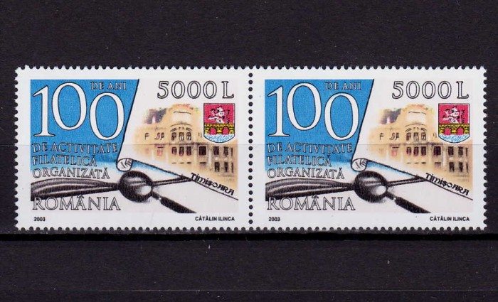 RO 2003 LP 1615 &quot;.Ziua marcii postale romanesti&quot; , serie pereche H ,MNH