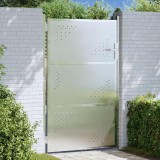 Cumpara ieftin Poarta de gradina 85 x 120 cm Otel inoxidabil Argintiu Blocat