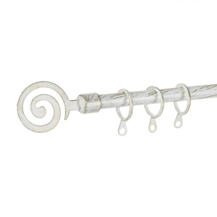 Galeriă Metalică Pentru Perdele, Alb Brushed, Lungime Ajustabilă 60-120 cm, Spirală Decorativă