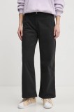 Tommy Jeans pantaloni femei, culoarea negru, lat, medium waist, DW0DW20181