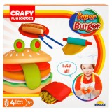 Set de modelare, Super Burger din plastilina, Crafy, 12 piese