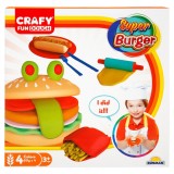 Set de modelare, Super Burger din plastilina, Crafy, 12 piese