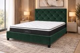 Cumpara ieftin Pat Matrimonial Hypnotic 160x200 cm, Tapitat Catifea Verde, cu Somiera Inclusa