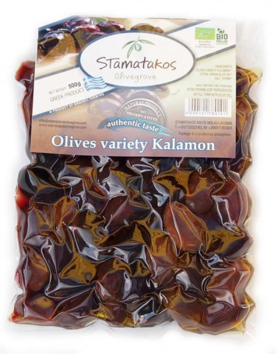 Masline Kalamata Vidate Bio 500gr Stamatakos