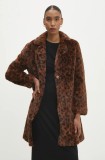 Answear Lab palton femei, culoarea maro, de tranzitie, oversize
