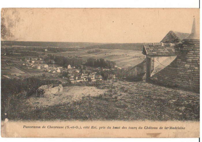 CPIB 16718 CARTE POSTALA - PANORAMA CHEVREUSE, CHATEAU DE LA MADELEINE, 1920