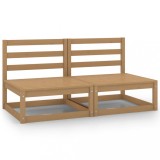 Set 2 Canapele Mijloc Grădină vidaXL, Lemn Pin Masiv, 70x70x67cm, Maro Miere, Mobilier Modular Exterior