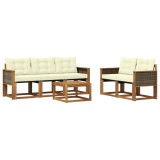 vidaXL Set de canapele de exterior cu pernă 6 pcs Natural și Crem 3381770