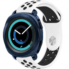 Curea ceas Smartwatch Samsung Gear S3, iUni 22 mm Silicon Sport White-Black foto