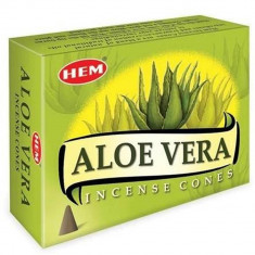 Conuri parfumate Aloe Vera HEM profesional, actiune antiinflamatorie si antibacteriana, 10 conuri (25g) aromaterapie suport metalic inclus foto