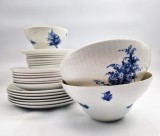 18 farfurii + 3 boluri ROSENTHAL Romanze Blue Flower by Bjorn Wiinblad anii &#039;60