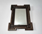 Oglinda sf sec XIX rama baroca lemn decor in relief stuc auriu pictat oglinda brizonata ( cristal ) 47 x 63 cm