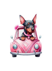 Sticker decorativ Catelus Doberman, Roz, 74 cm, 3542ST foto