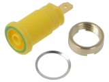 Conector banană 4mm Hirschmann 972355188 1kVDC 25A galben-verde aurit 32mm
